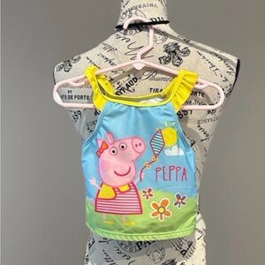 Peppa Pig Kids' Sleeveless Yellow and Blue Swimsuit top only 3T